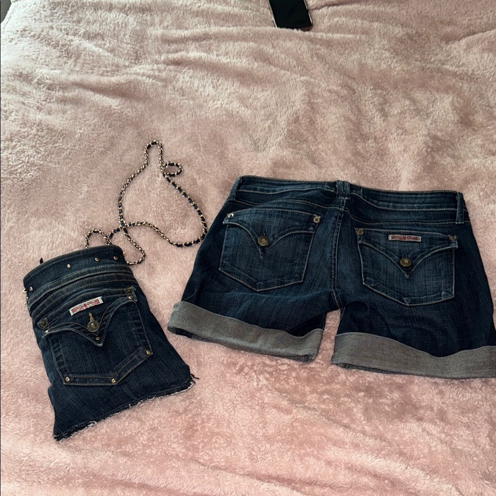 Hudson Denim Shorts and Bag Set with Chain
